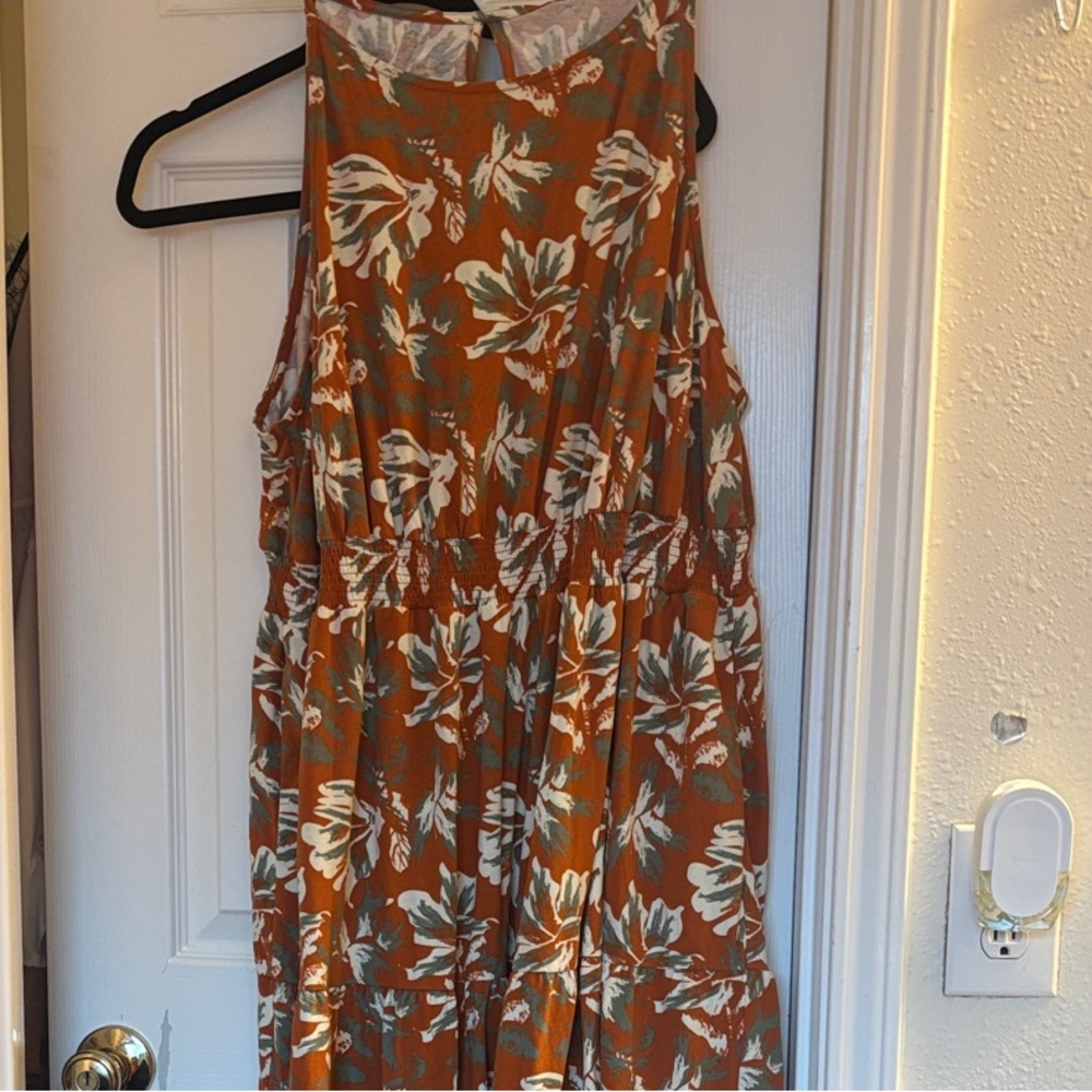 Floral Sleeveless Jumpsuit - Brown and White